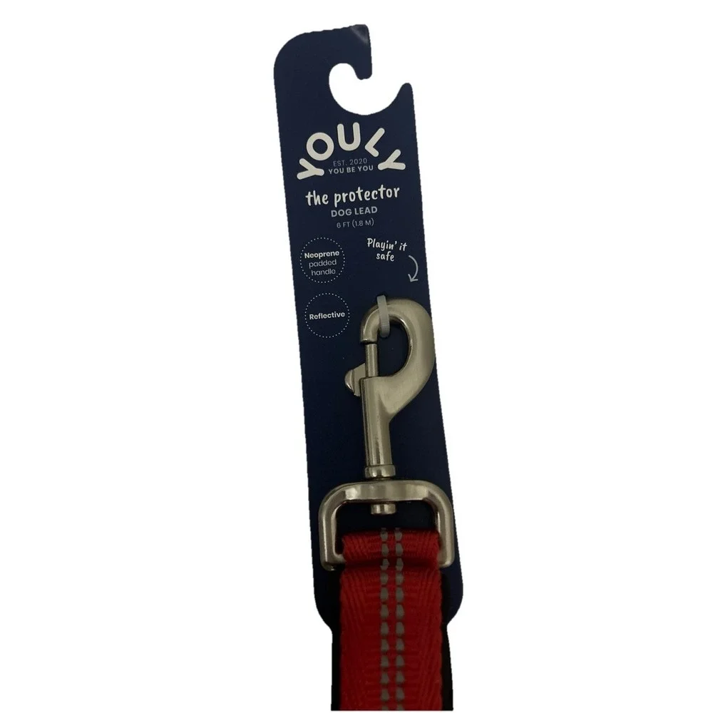 YOULY NEW The Protector 6 Ft Orange Reflective Neoprene Padded Handle Dog Lead